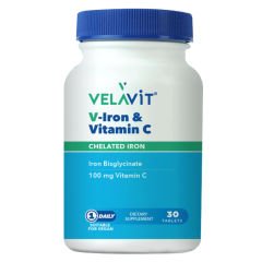 Velavit V-Iron & Vitamin C İçeren Takviye Edici Gıda 30 Tablet